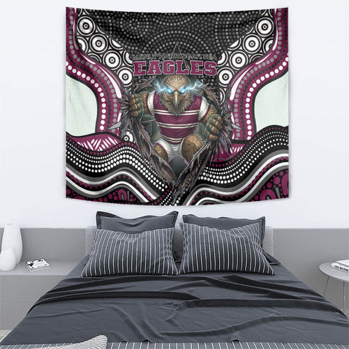 Manly Warringah Sea Eagles Tapestry The Scream of Lightning Eyes - Indigenous Dot Ripping Effect