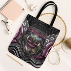 Manly Warringah Sea Eagles Tote Bag The Scream of Lightning Eyes - Indigenous Dot Ripping Effect