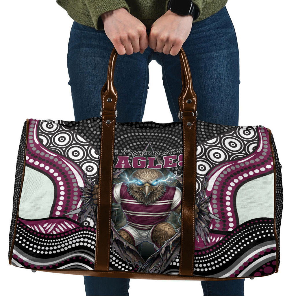 Manly Warringah Sea Eagles Travel Bag The Scream of Lightning Eyes - Indigenous Dot Ripping Effect