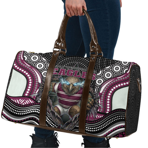 Manly Warringah Sea Eagles Travel Bag The Scream of Lightning Eyes - Indigenous Dot Ripping Effect