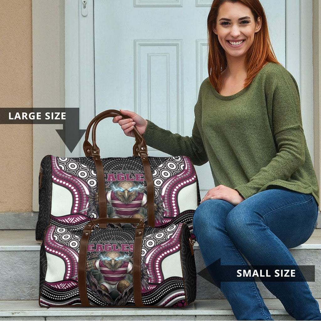 Manly Warringah Sea Eagles Travel Bag The Scream of Lightning Eyes - Indigenous Dot Ripping Effect