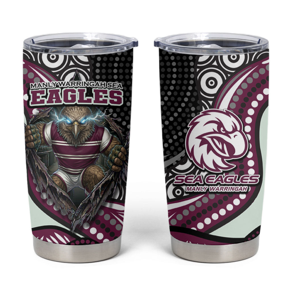 Manly Warringah Sea Eagles Tumbler Cup The Scream of Lightning Eyes - Indigenous Dot Ripping Effect