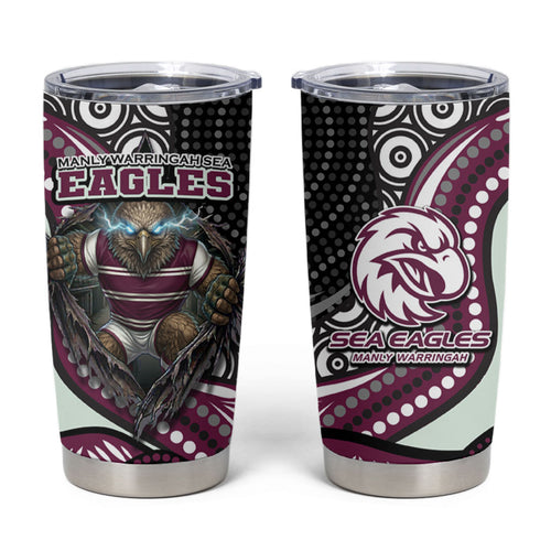 Manly Warringah Sea Eagles Tumbler Cup The Scream of Lightning Eyes - Indigenous Dot Ripping Effect