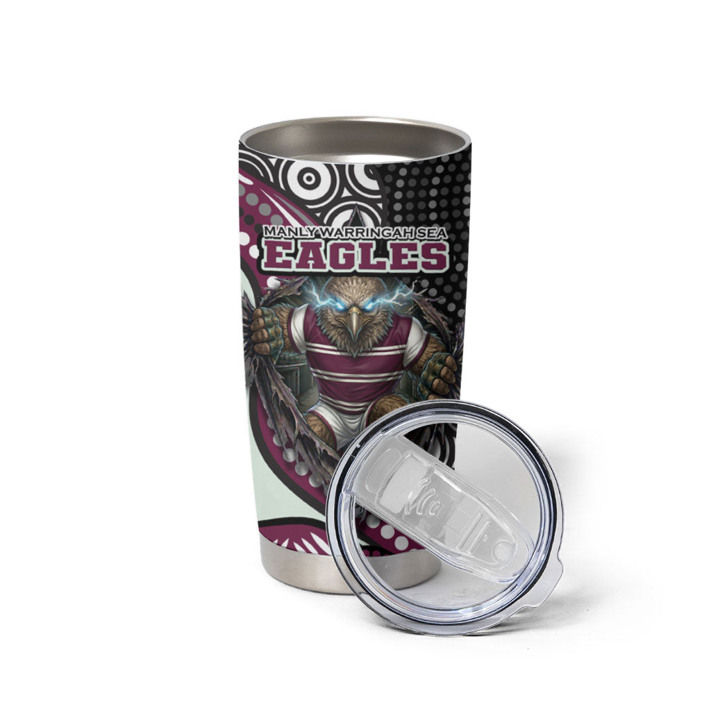 Manly Warringah Sea Eagles Tumbler Cup The Scream of Lightning Eyes - Indigenous Dot Ripping Effect