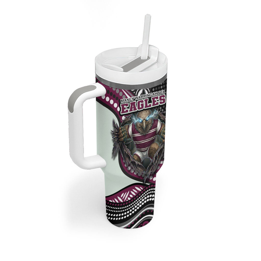 Manly Warringah Sea Eagles Tumbler With Handle The Scream of Lightning Eyes - Indigenous Dot Ripping Effect