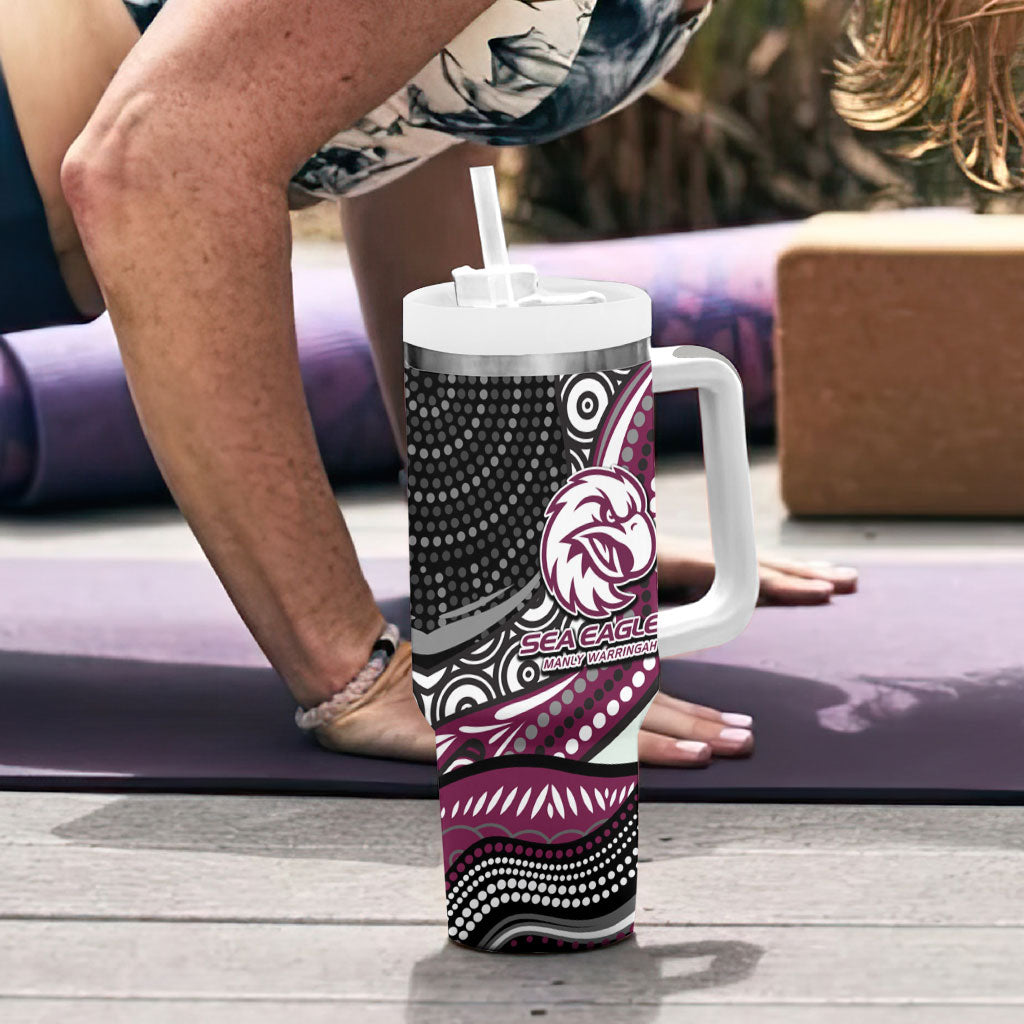 Manly Warringah Sea Eagles Tumbler With Handle The Scream of Lightning Eyes - Indigenous Dot Ripping Effect