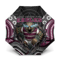 Manly Warringah Sea Eagles Umbrella The Scream of Lightning Eyes - Indigenous Dot Ripping Effect