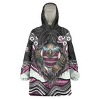 Manly Warringah Sea Eagles Wearable Blanket Hoodie The Scream of Lightning Eyes - Indigenous Dot Ripping Effect