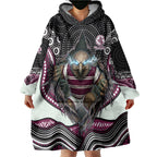 Manly Warringah Sea Eagles Wearable Blanket Hoodie The Scream of Lightning Eyes - Indigenous Dot Ripping Effect