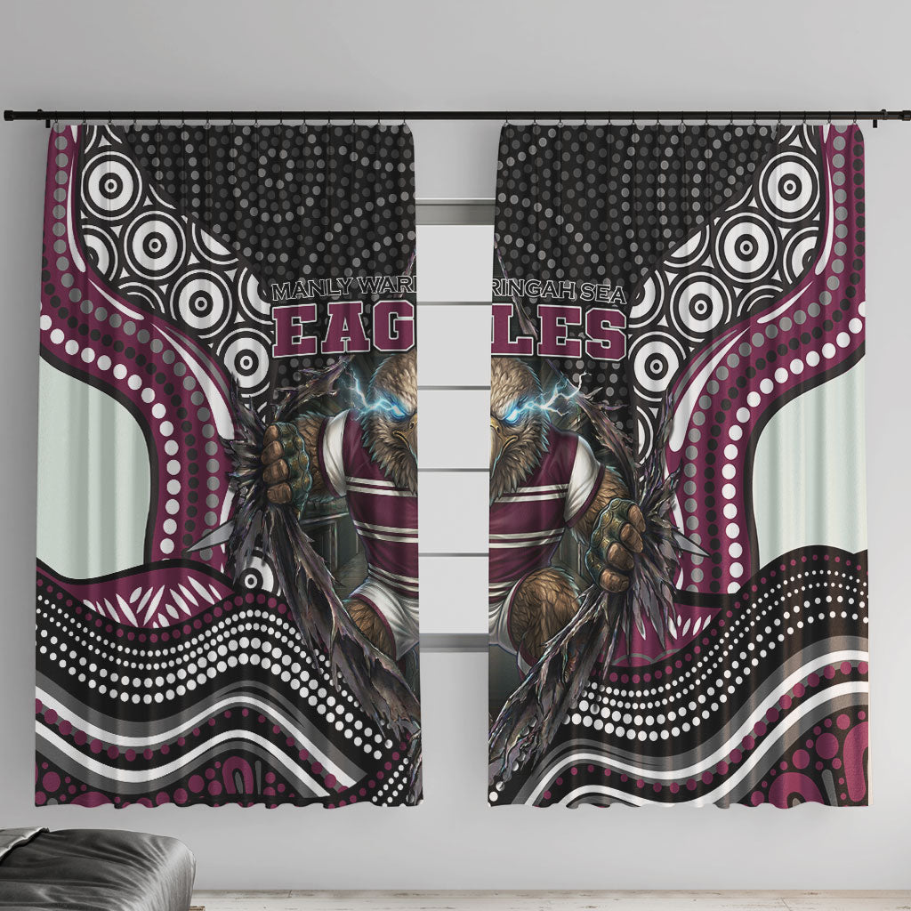 Manly Warringah Sea Eagles Window Curtain The Scream of Lightning Eyes - Indigenous Dot Ripping Effect