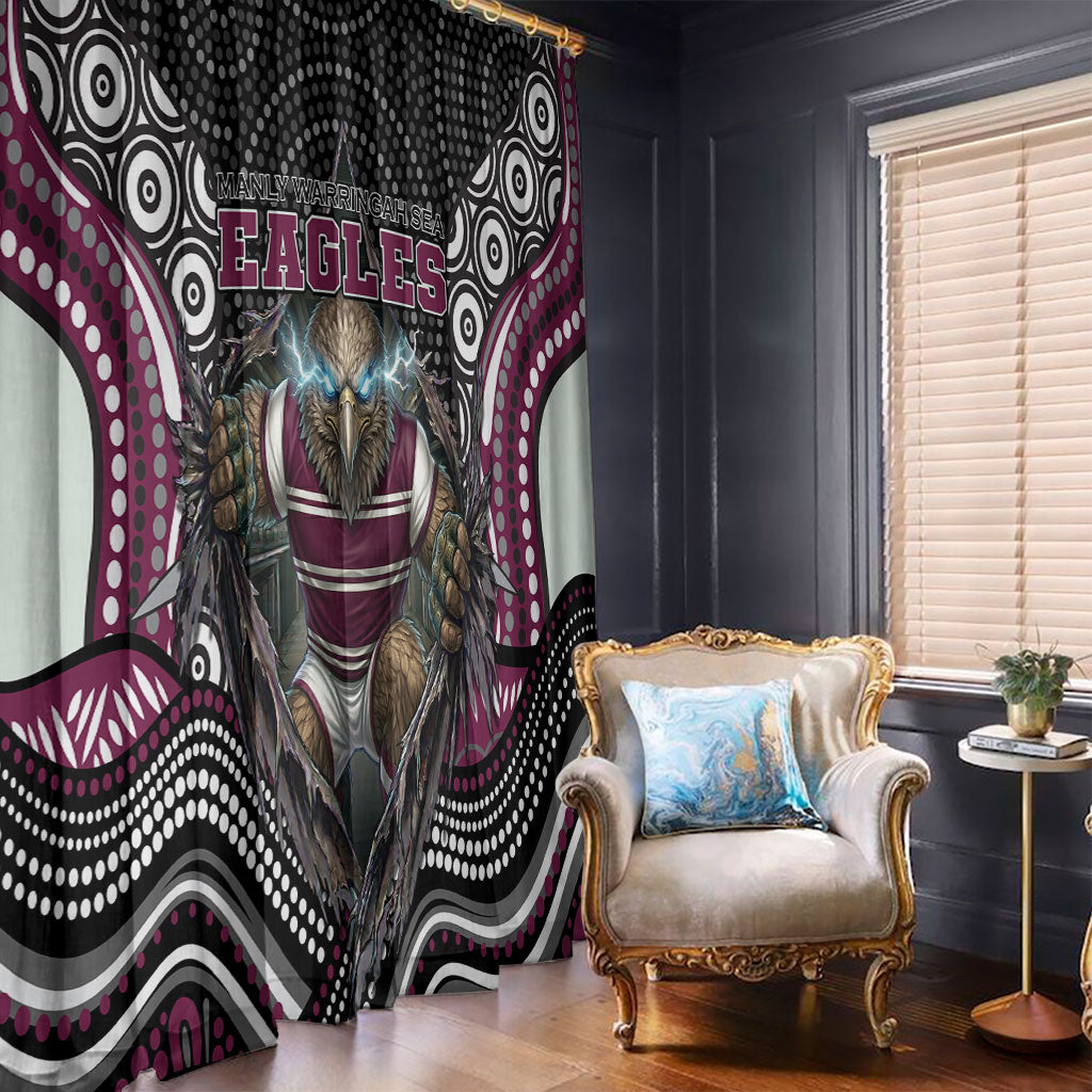 Manly Warringah Sea Eagles Window Curtain The Scream of Lightning Eyes - Indigenous Dot Ripping Effect