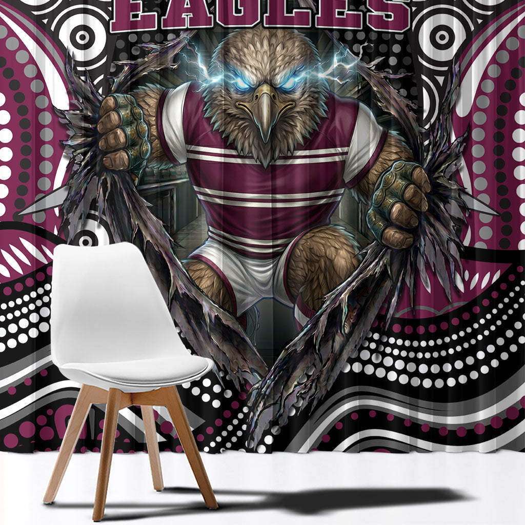 Manly Warringah Sea Eagles Window Curtain The Scream of Lightning Eyes - Indigenous Dot Ripping Effect