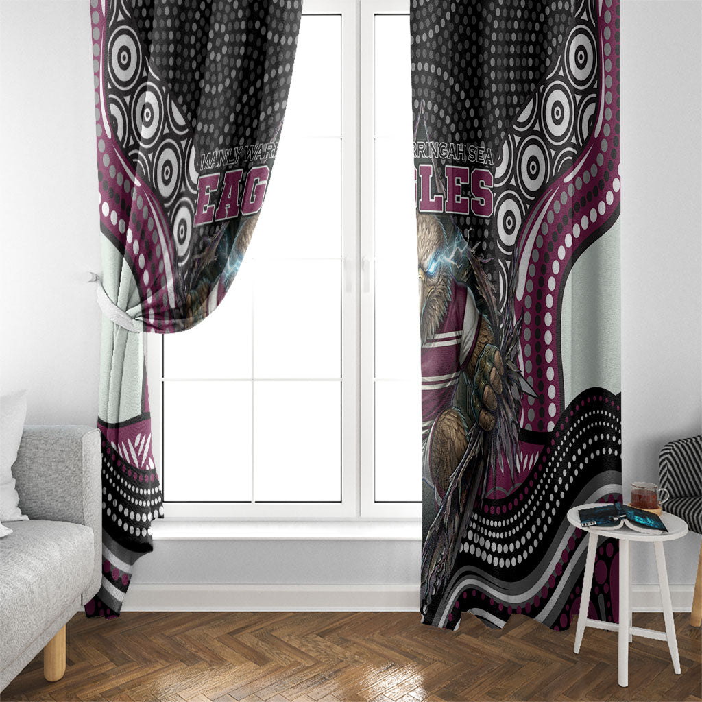 Manly Warringah Sea Eagles Window Curtain The Scream of Lightning Eyes - Indigenous Dot Ripping Effect