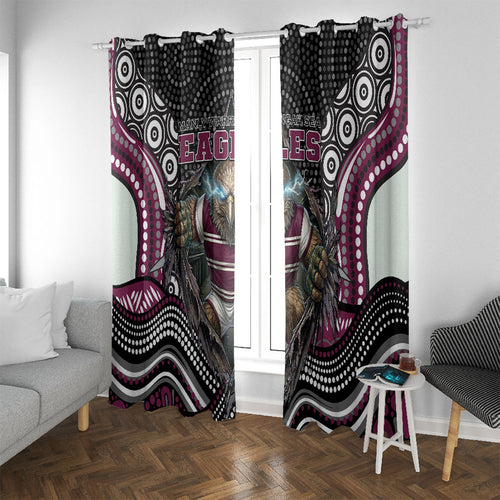 Manly Warringah Sea Eagles Window Curtain The Scream of Lightning Eyes - Indigenous Dot Ripping Effect