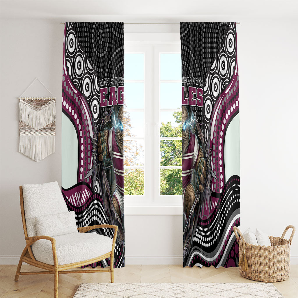 Manly Warringah Sea Eagles Window Curtain The Scream of Lightning Eyes - Indigenous Dot Ripping Effect