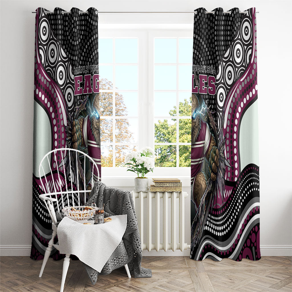 Manly Warringah Sea Eagles Window Curtain The Scream of Lightning Eyes - Indigenous Dot Ripping Effect