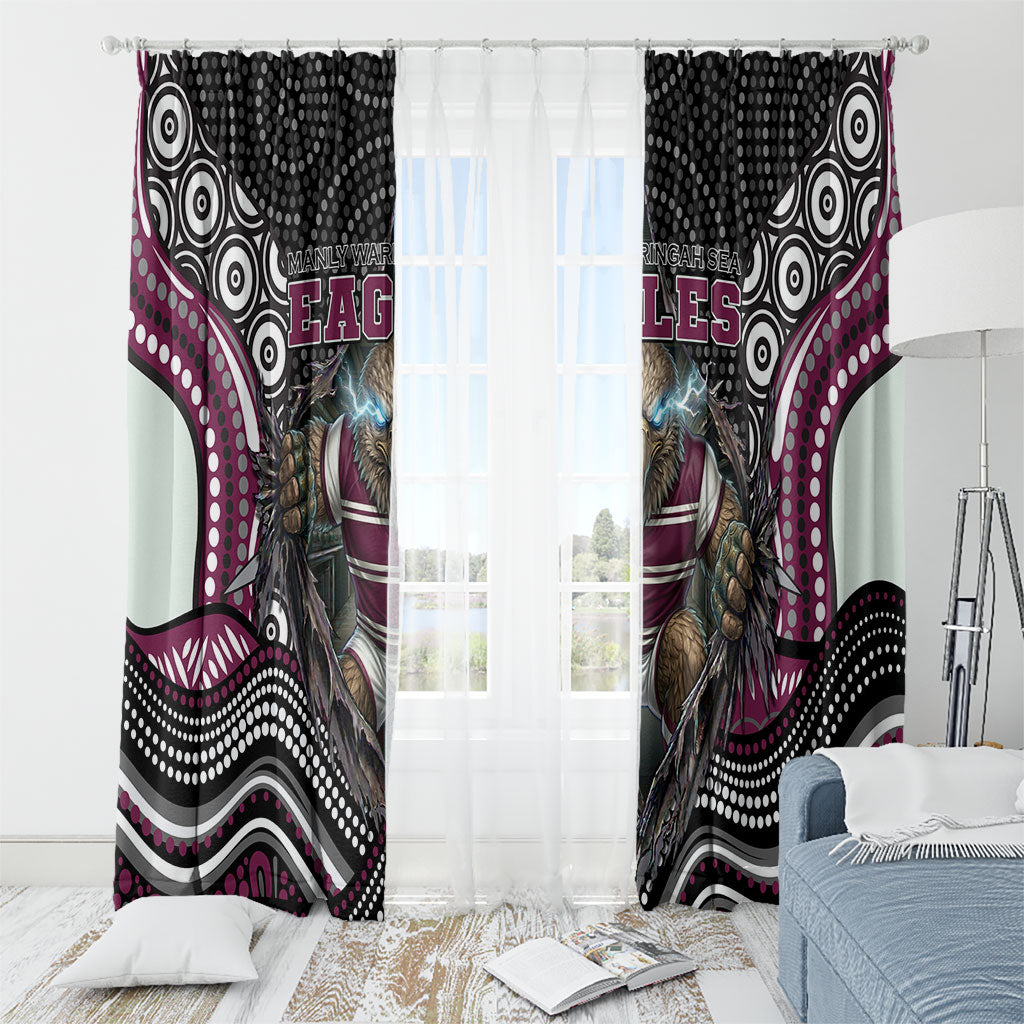 Manly Warringah Sea Eagles Window Curtain The Scream of Lightning Eyes - Indigenous Dot Ripping Effect