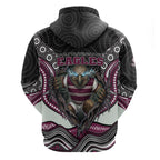 Manly Warringah Sea Eagles Zip Hoodie The Scream of Lightning Eyes - Indigenous Dot Ripping Effect