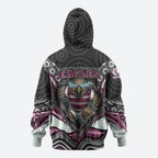Manly Warringah Sea Eagles Zip Hoodie The Scream of Lightning Eyes - Indigenous Dot Ripping Effect