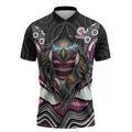 Manly Warringah Sea Eagles Zipper Polo Shirt The Scream of Lightning Eyes - Indigenous Dot Ripping Effect