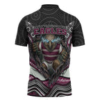 Manly Warringah Sea Eagles Zipper Polo Shirt The Scream of Lightning Eyes - Indigenous Dot Ripping Effect