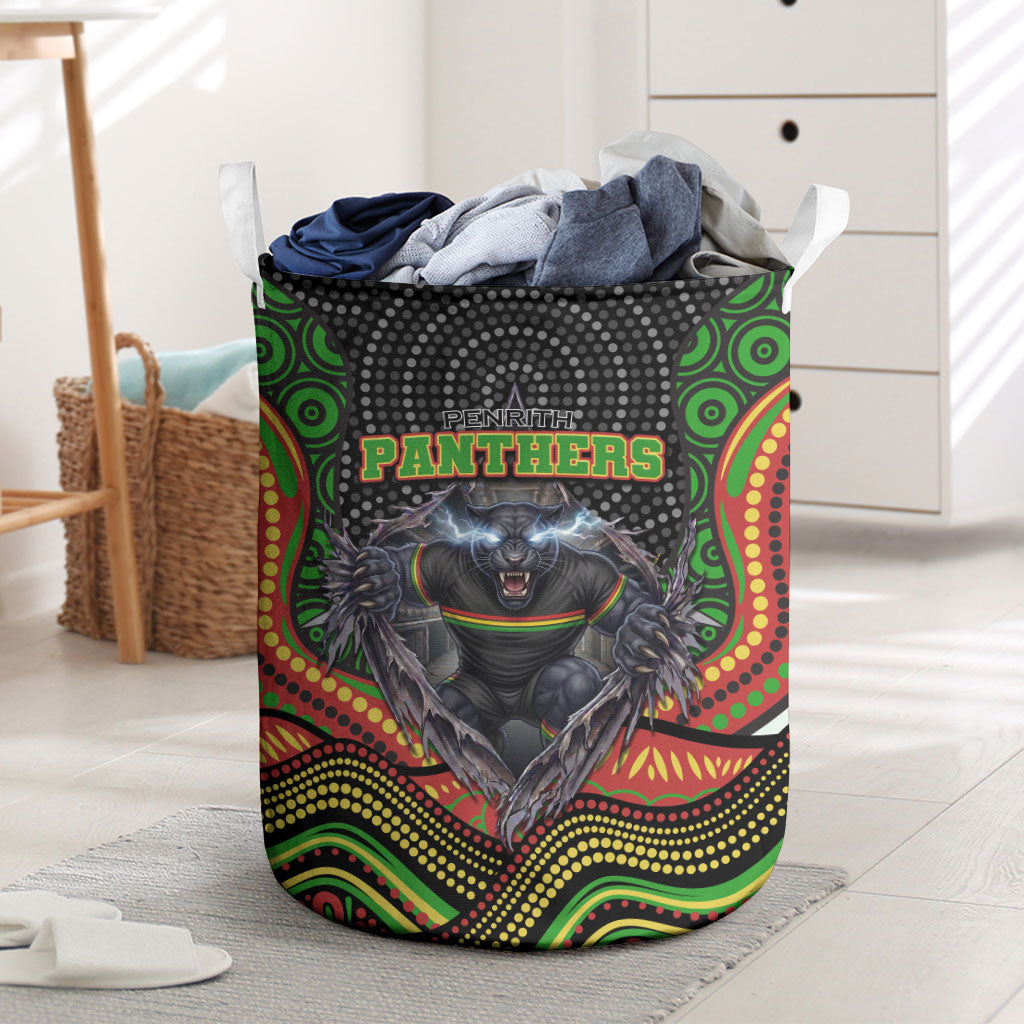 Penrith Panthers Laundry Basket The Scream of Lightning Eyes - Indigenous Dot Ripping Effect