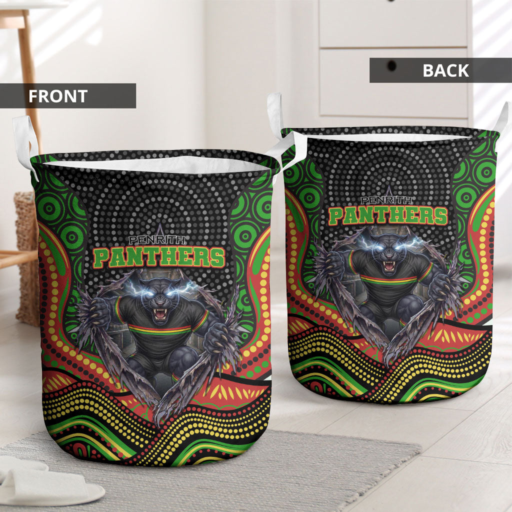 Penrith Panthers Laundry Basket The Scream of Lightning Eyes - Indigenous Dot Ripping Effect