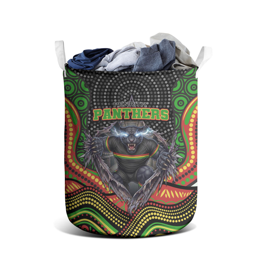Penrith Panthers Laundry Basket The Scream of Lightning Eyes - Indigenous Dot Ripping Effect