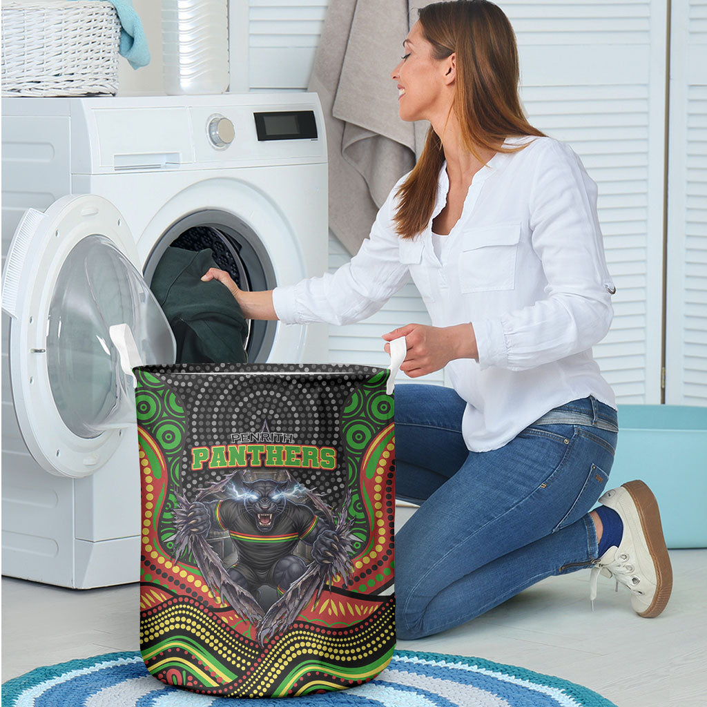 Penrith Panthers Laundry Basket The Scream of Lightning Eyes - Indigenous Dot Ripping Effect