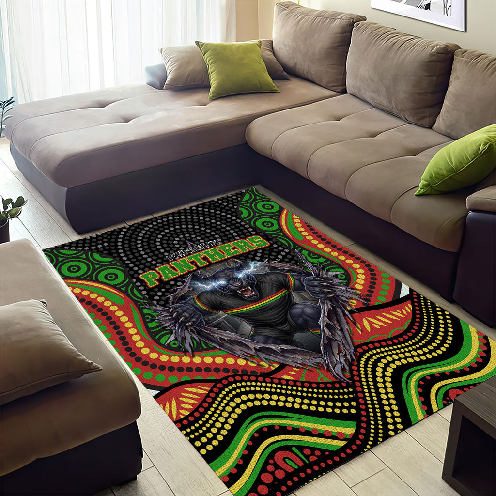 Penrith Panthers Area Rug The Scream of Lightning Eyes - Indigenous Dot Ripping Effect