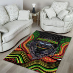 Penrith Panthers Area Rug The Scream of Lightning Eyes - Indigenous Dot Ripping Effect