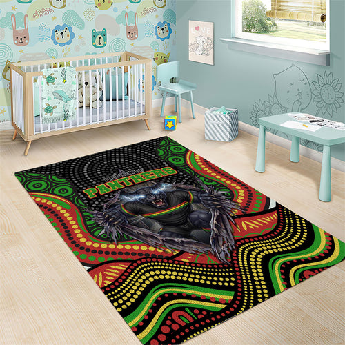 Penrith Panthers Area Rug The Scream of Lightning Eyes - Indigenous Dot Ripping Effect