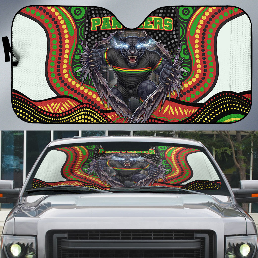 Penrith Panthers Auto Sun Shade The Scream of Lightning Eyes - Indigenous Dot Ripping Effect