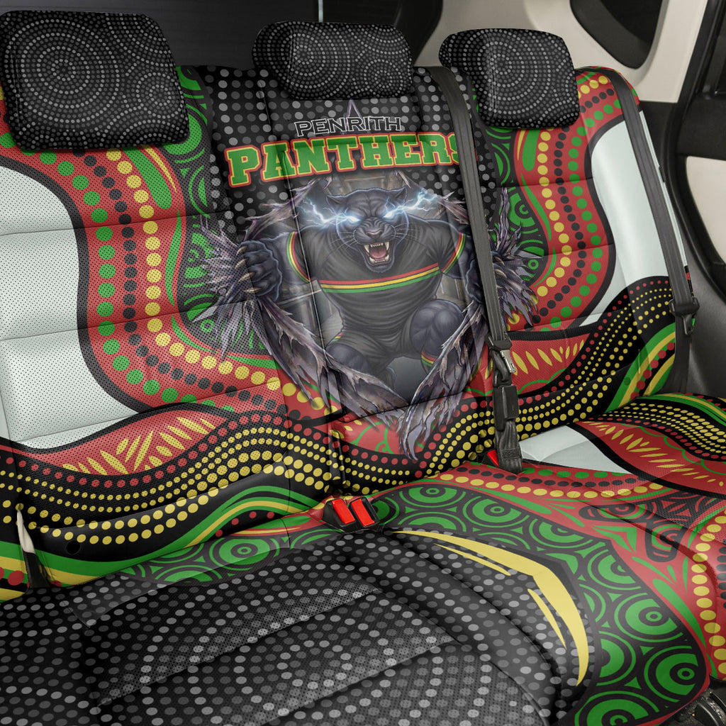 Penrith Panthers Back Car Seat Cover The Scream of Lightning Eyes - Indigenous Dot Ripping Effect