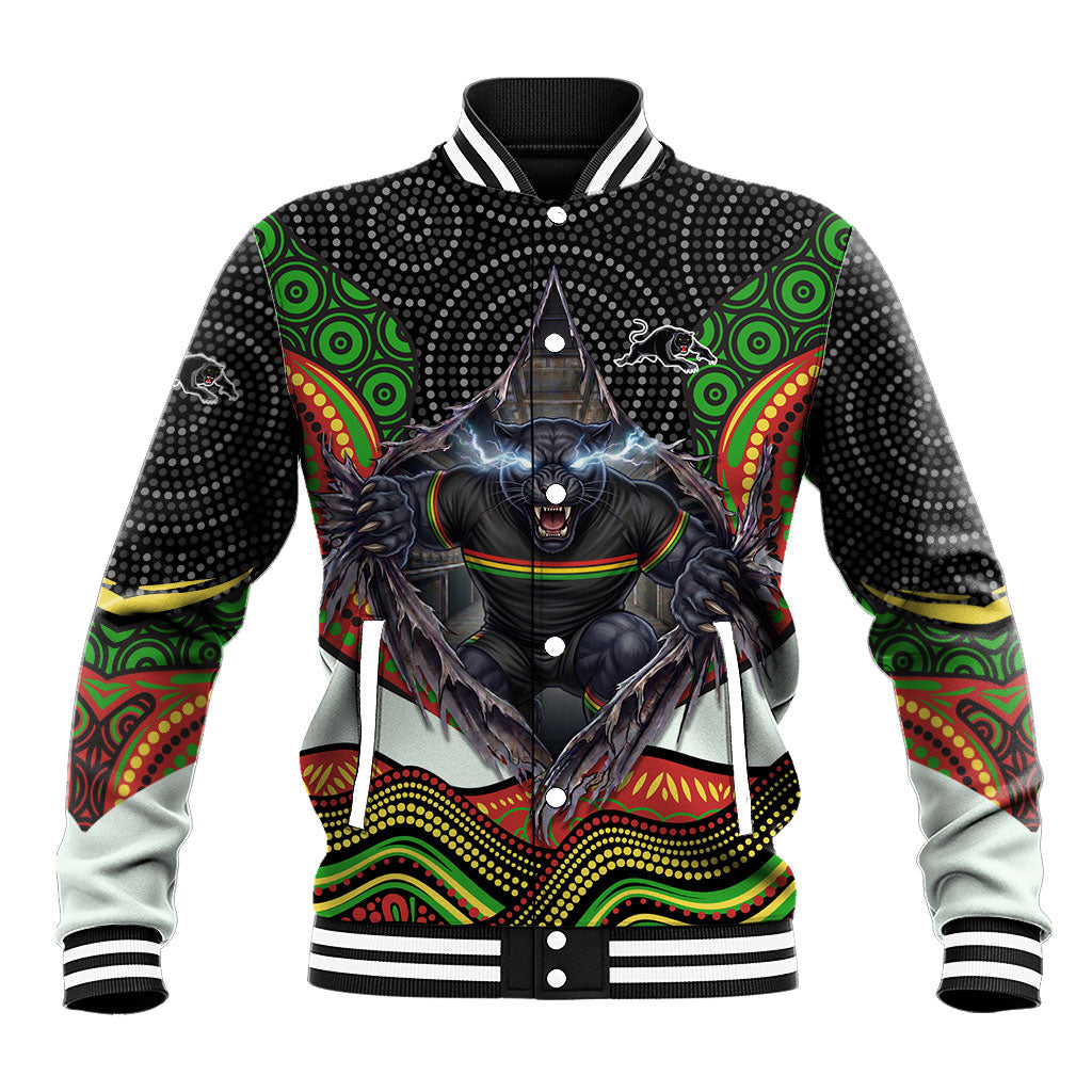 Penrith Panthers Baseball Jacket The Scream of Lightning Eyes - Indigenous Dot Ripping Effect