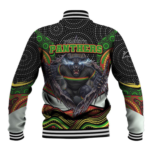 Penrith Panthers Baseball Jacket The Scream of Lightning Eyes - Indigenous Dot Ripping Effect