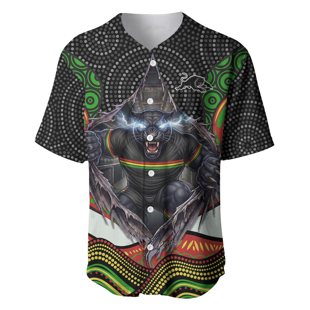 Penrith Panthers Baseball Jersey The Scream of Lightning Eyes - Indigenous Dot Ripping Effect