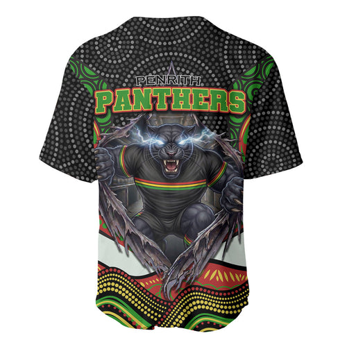 Penrith Panthers Baseball Jersey The Scream of Lightning Eyes - Indigenous Dot Ripping Effect