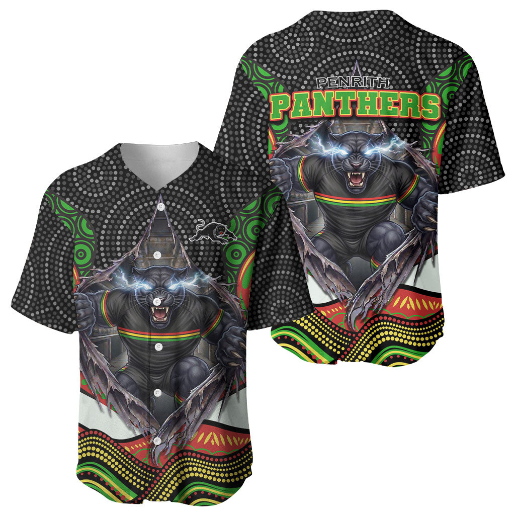 Penrith Panthers Baseball Jersey The Scream of Lightning Eyes - Indigenous Dot Ripping Effect