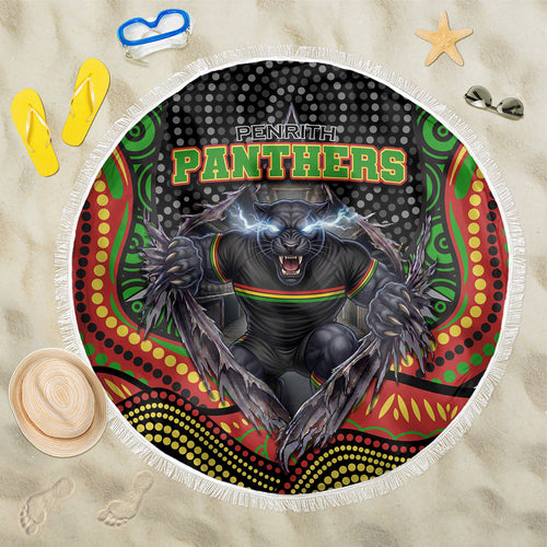 Penrith Panthers Beach Blanket The Scream of Lightning Eyes - Indigenous Dot Ripping Effect
