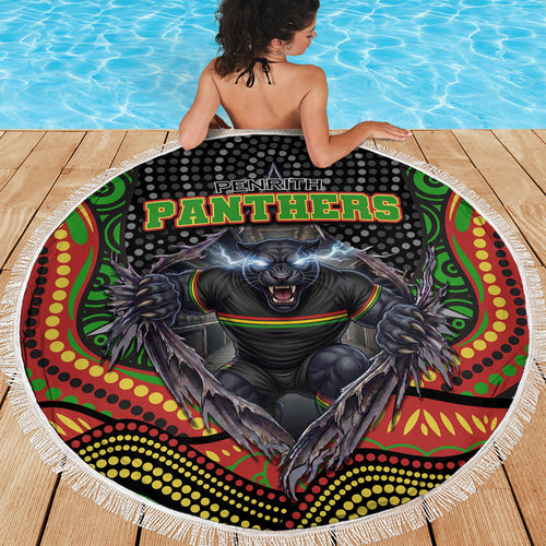 Penrith Panthers Beach Blanket The Scream of Lightning Eyes - Indigenous Dot Ripping Effect