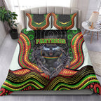 Penrith Panthers Bedding Set The Scream of Lightning Eyes - Indigenous Dot Ripping Effect