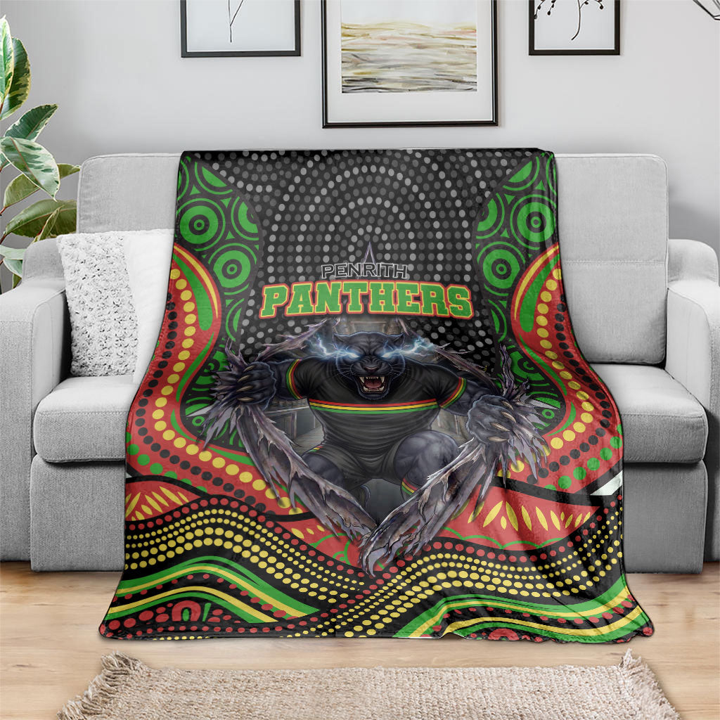 Penrith Panthers Blanket The Scream of Lightning Eyes - Indigenous Dot Ripping Effect