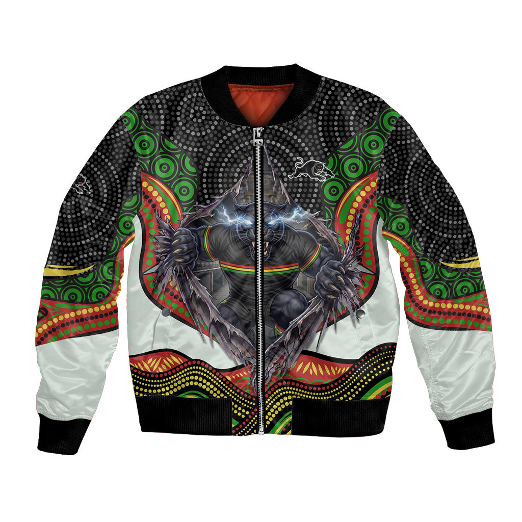 Penrith Panthers Bomber Jacket The Scream of Lightning Eyes - Indigenous Dot Ripping Effect
