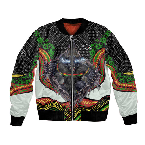 Penrith Panthers Bomber Jacket The Scream of Lightning Eyes - Indigenous Dot Ripping Effect