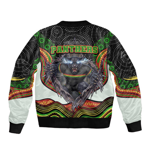 Penrith Panthers Bomber Jacket The Scream of Lightning Eyes - Indigenous Dot Ripping Effect