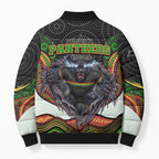 Penrith Panthers Bomber Puffer Jacket The Scream of Lightning Eyes - Indigenous Dot Ripping Effect