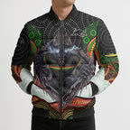 Penrith Panthers Bomber Puffer Jacket The Scream of Lightning Eyes - Indigenous Dot Ripping Effect
