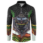 Penrith Panthers Button Sweatshirt The Scream of Lightning Eyes - Indigenous Dot Ripping Effect
