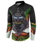 Penrith Panthers Button Sweatshirt The Scream of Lightning Eyes - Indigenous Dot Ripping Effect